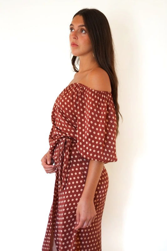 Natalie Martin Erin Top - Polka Dot Cappuccino