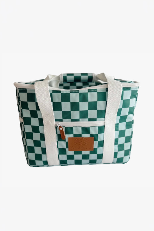 Local Beach - Packable Poly Canvas Green/Blue Checker Cooler Bag