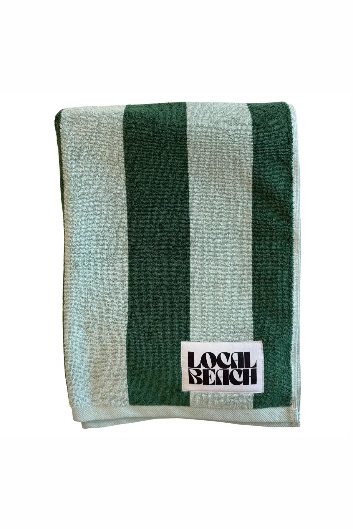 Local Beach - Stripe Beach & Bath Towel in Green/Pastel Blue