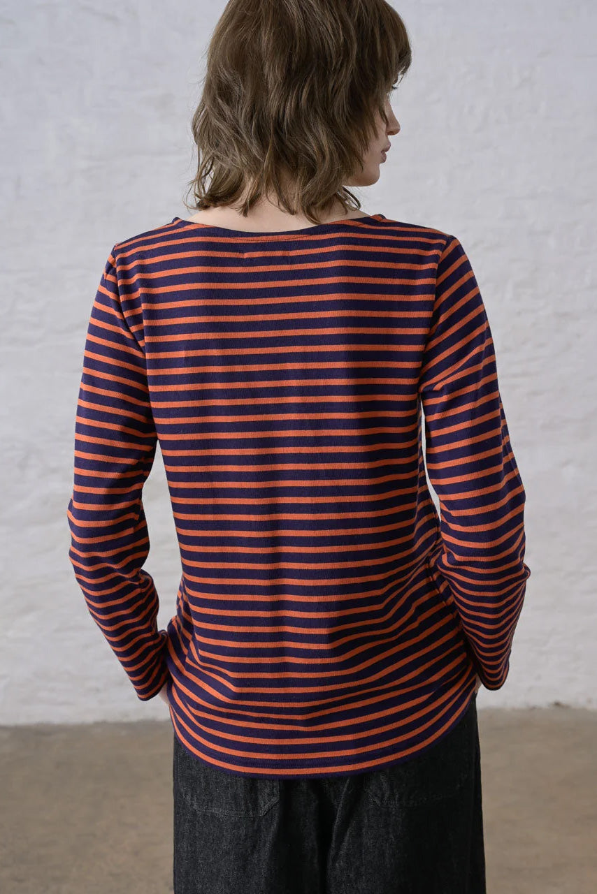 BIBICO - Classic Sailor Tee in Navy & Pumpkin Stripe