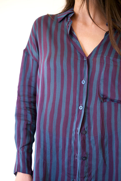 Natalie Martin Jennifer Shirt - Petite Stripe Petroleum