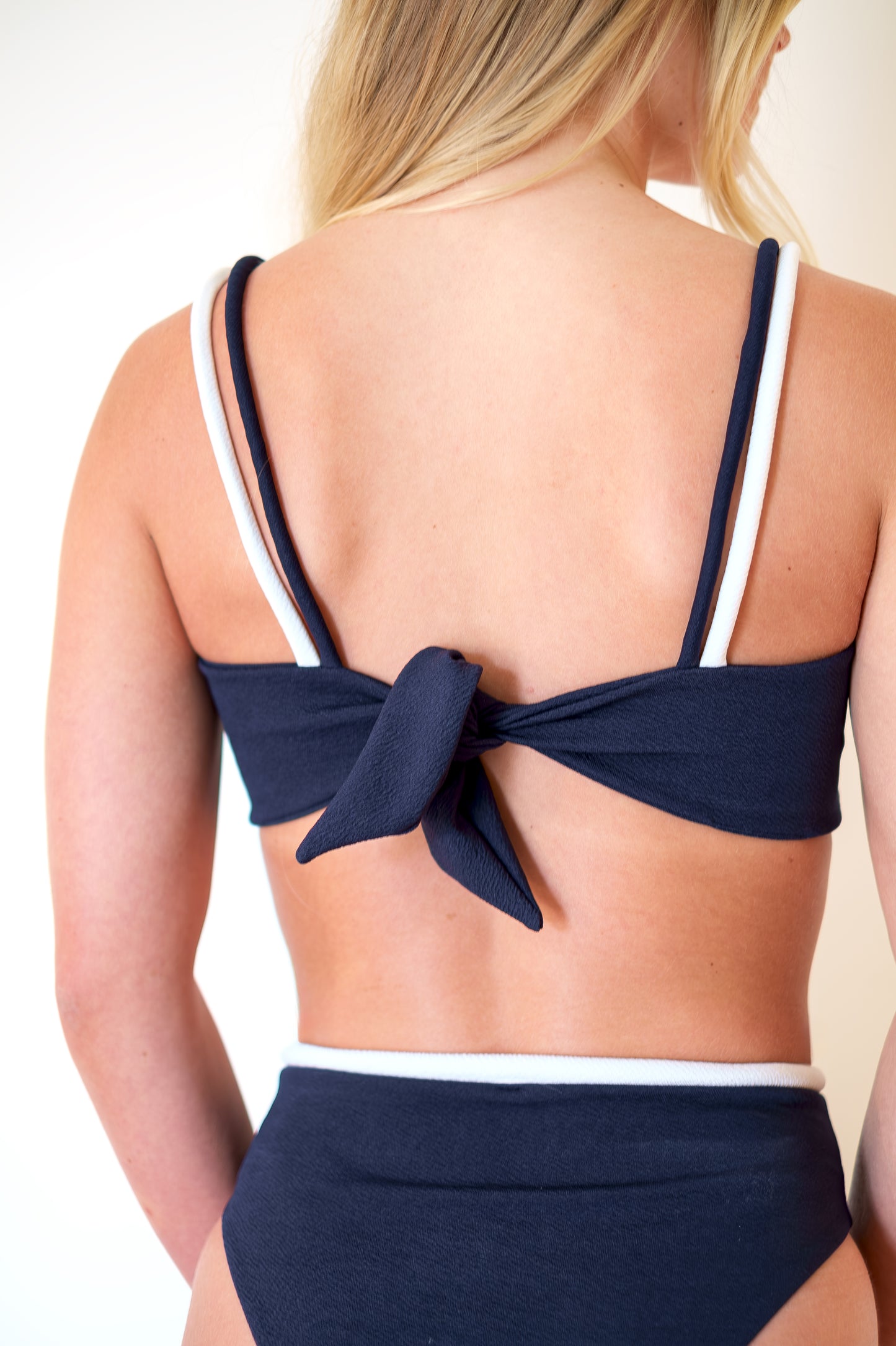 NAU Bikinis-Corda Pink-Up Top in Navy & White
