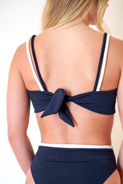 NAU Bikinis-Corda Pink-Up Top in Navy & White
