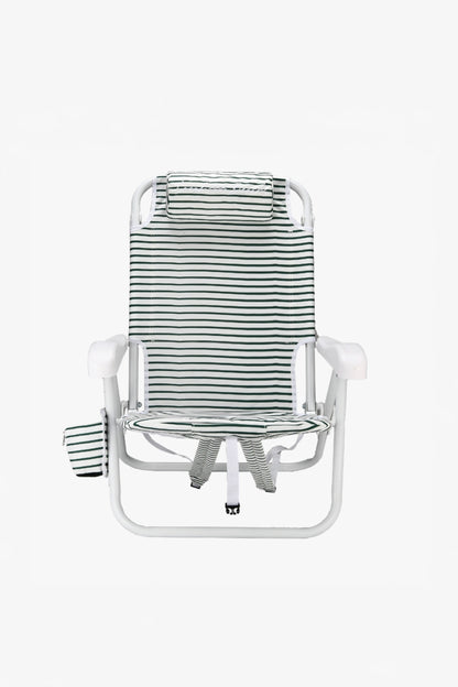 Local Beach - Brush Stripe Backpack Reclining Beach Chair Green