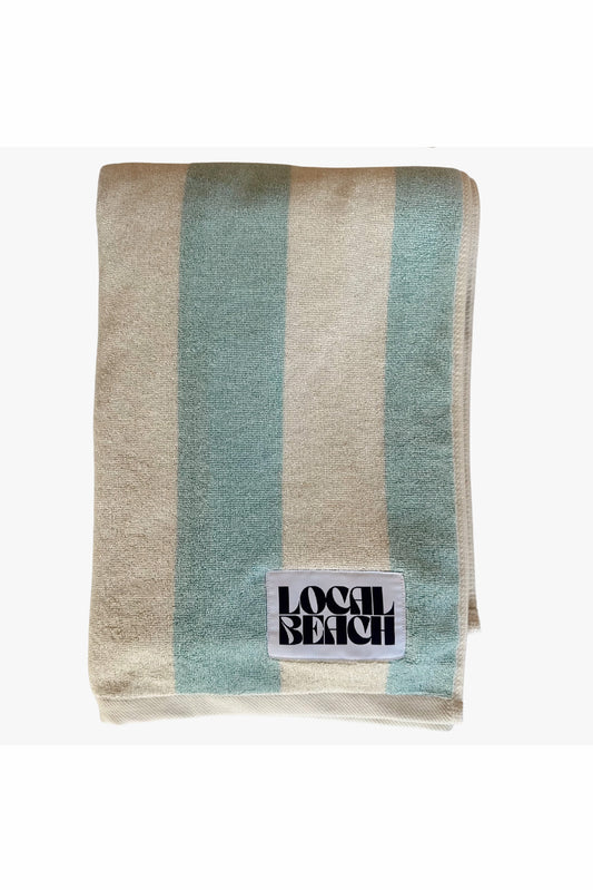 Local Beach - Stripe Beach & Bath Towel in Pastel Blue/Cream