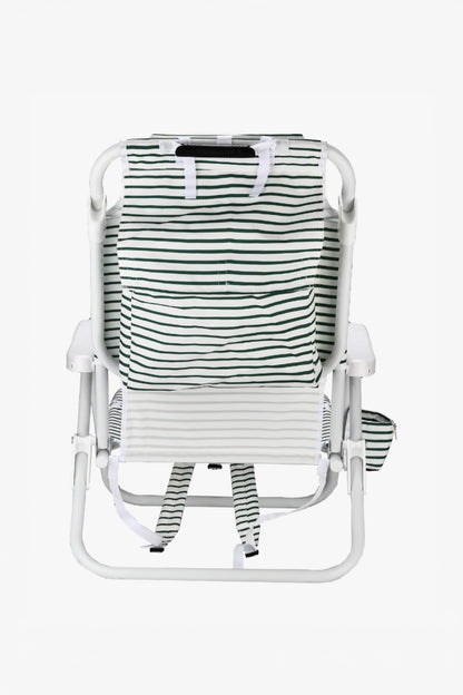 Local Beach - Brush Stripe Backpack Reclining Beach Chair Green