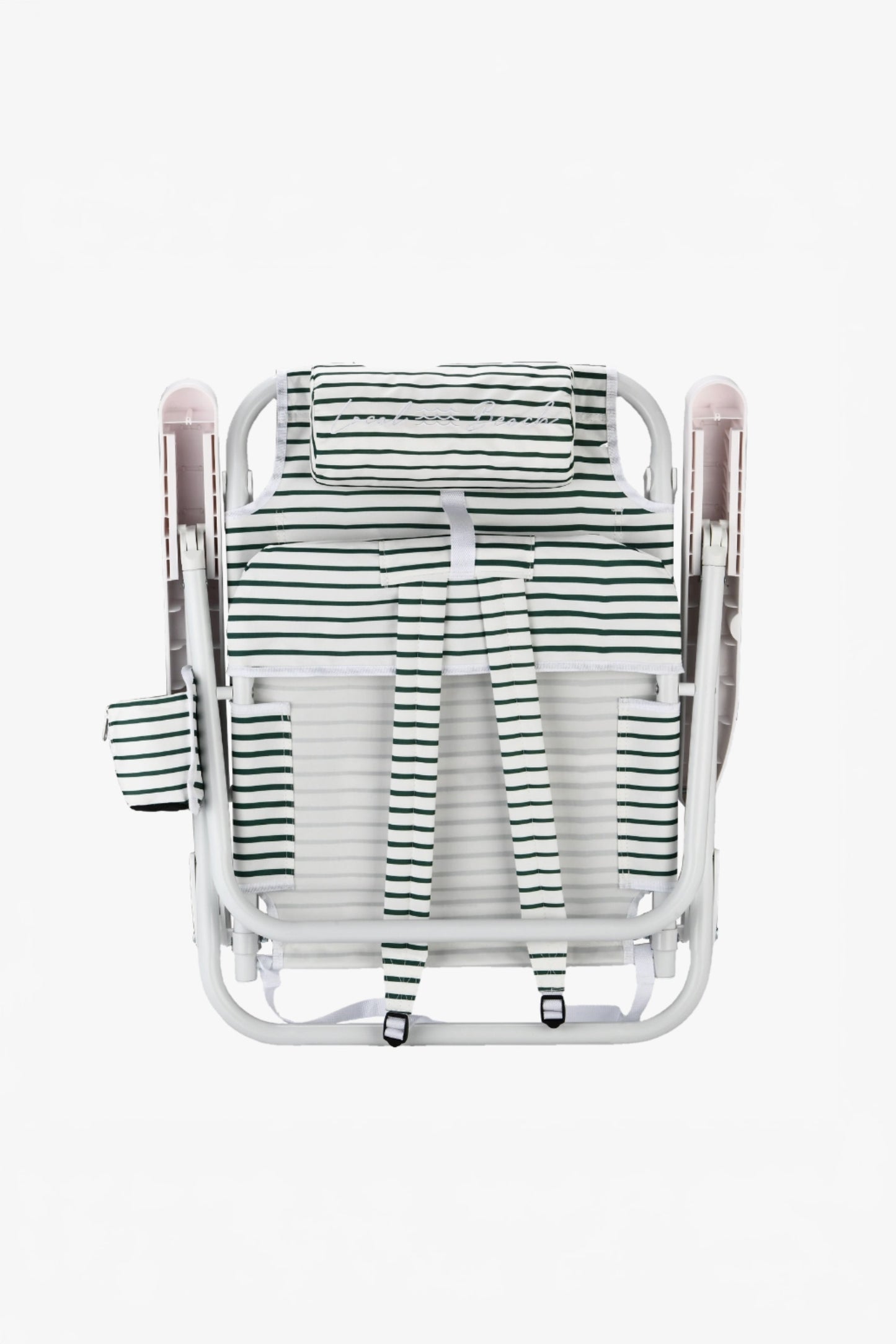 Local Beach - Brush Stripe Backpack Reclining Beach Chair Green