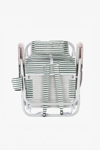 Local Beach - Brush Stripe Backpack Reclining Beach Chair Green