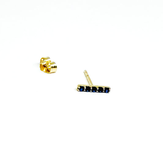 14k Fine Sapphire Bar Stud