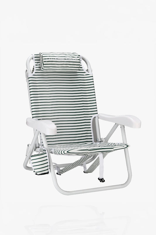 Local Beach - Brush Stripe Backpack Reclining Beach Chair Green