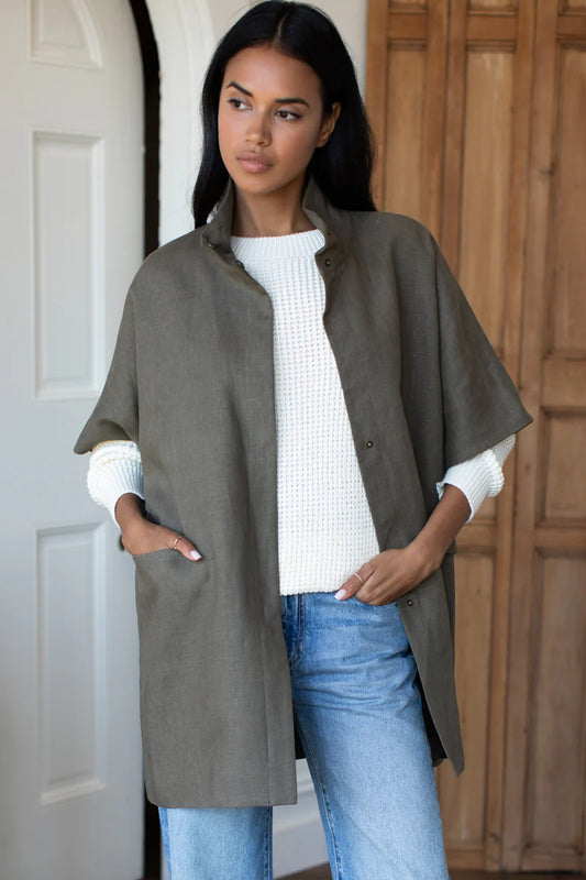 Emerson Fry Layering Jacket - Army Green Linen