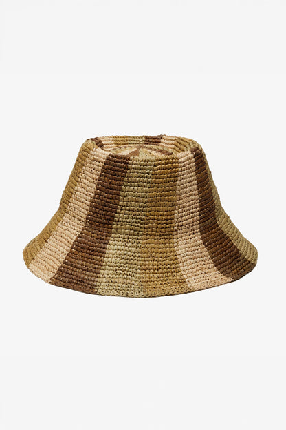 Wyeth - Bailey Raffia Bucket in Natural Camel Chocolate