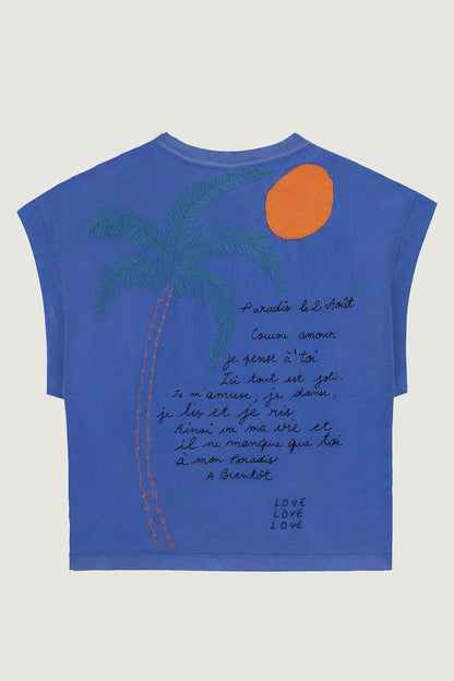 Maison Labiche | Greek Blue Washed Palmier T Shirt