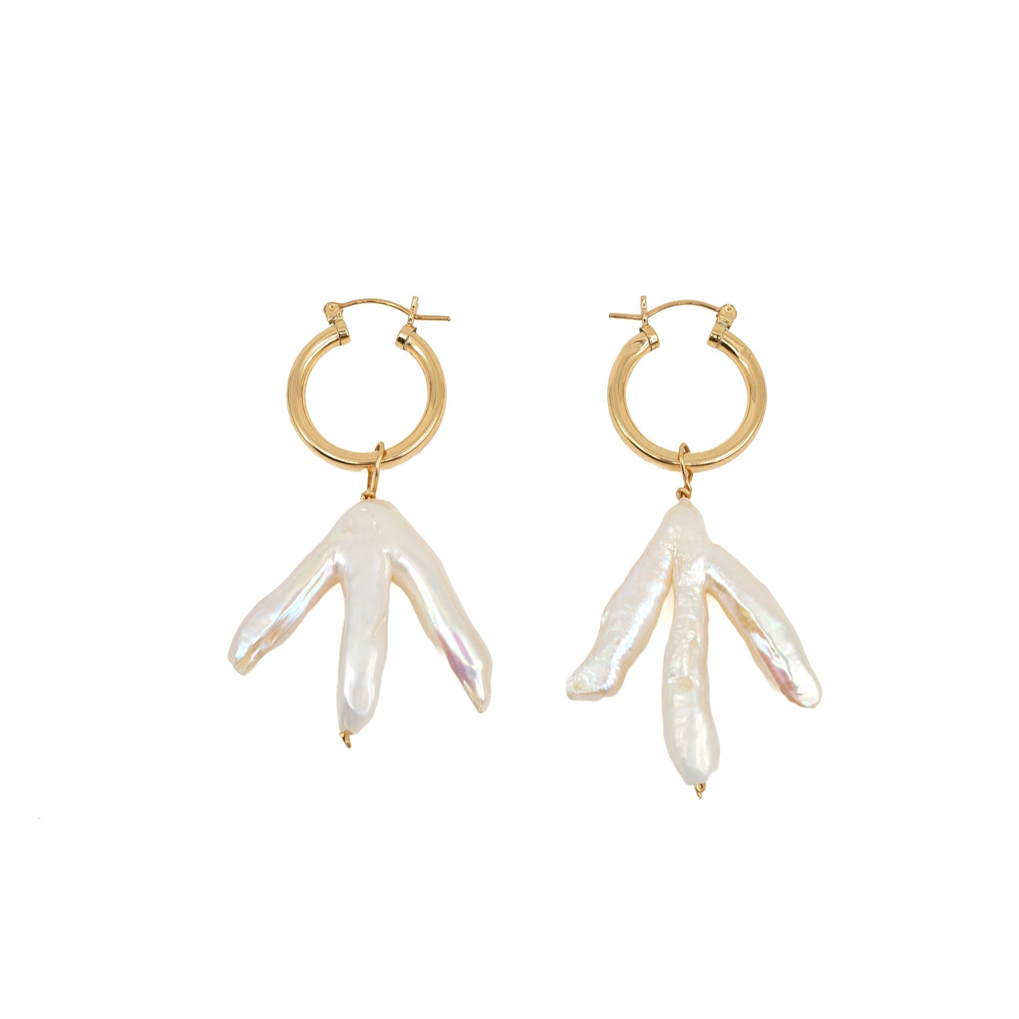 Chicken Foot Pearl Hoop Earrings