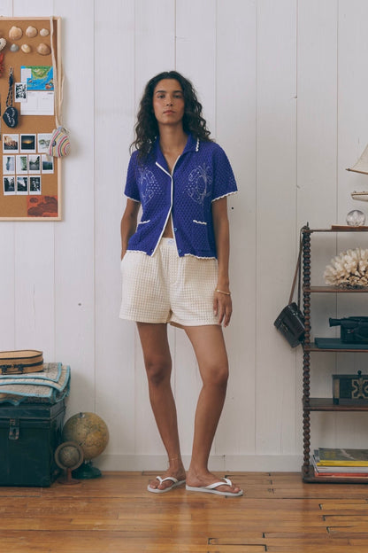 Maison Labiche | Off White Cotton Waffle Shorts