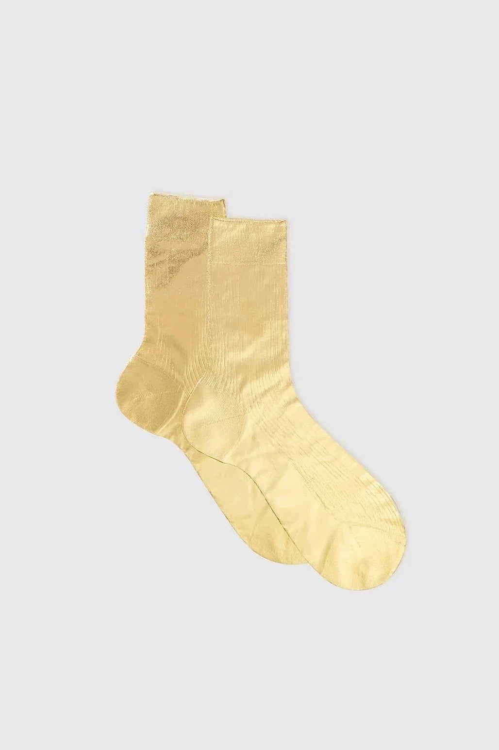Maria La Rosa - One Ribbed Laminated Socks in Gold