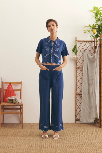 Maison Labiche | Poplin Ultramarine Shells Shirt