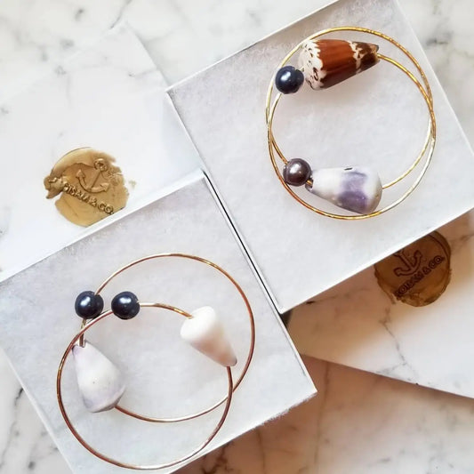 Flotsam & Co. Tahitian Pearl and Cone Shell Bangle