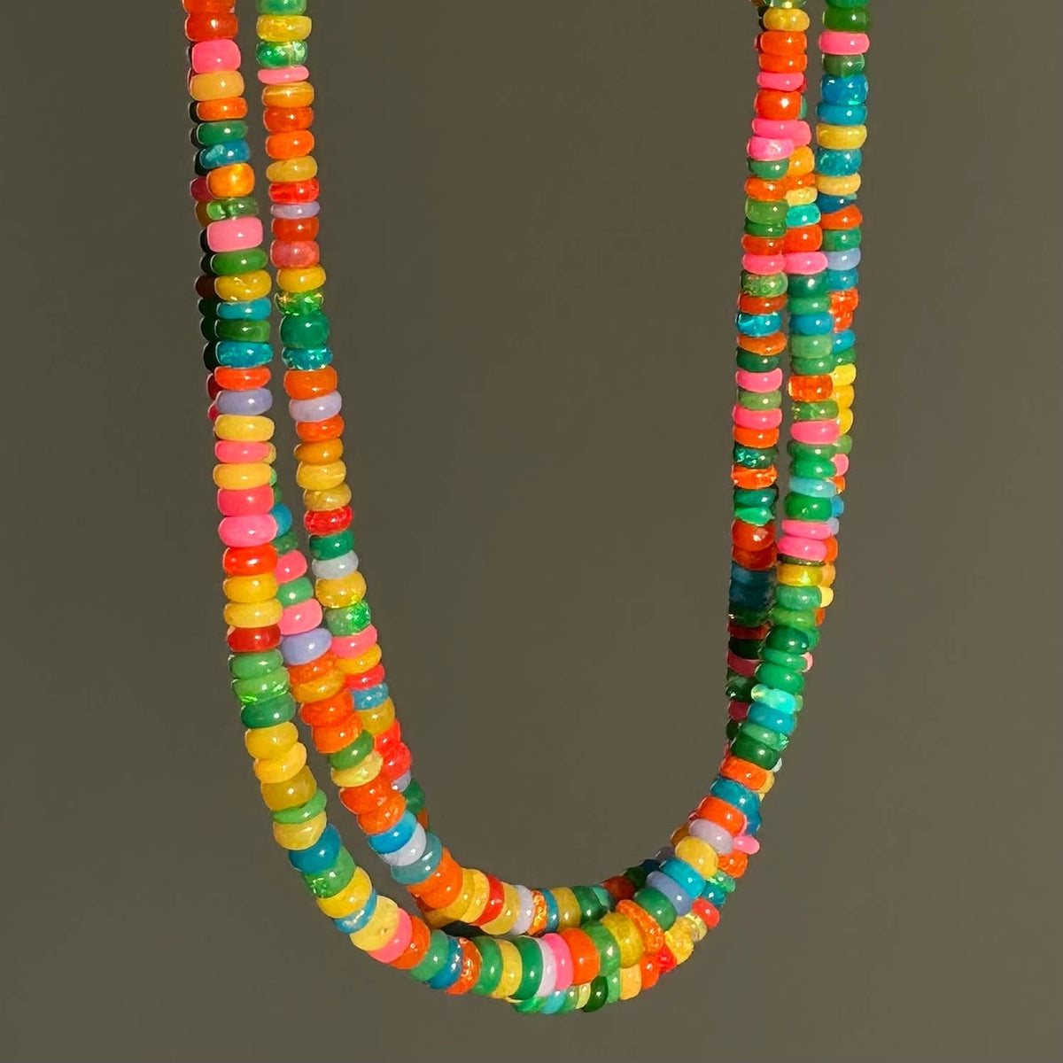 Anokhi Green - Slim Pink-Green Opal Necklace