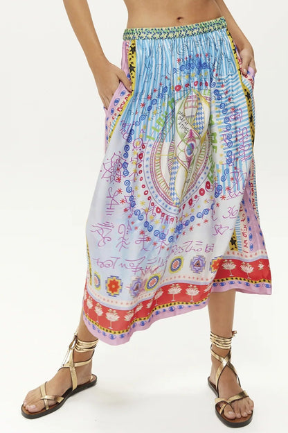 ME369 Vanessa Printed Skirt - Runic Whisper