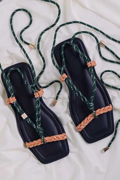 Flòwze - Flò Square Twin Sandals - Forest Green/Terracotta