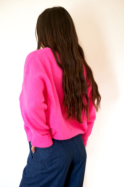 American Vintage Vitow Sweater - Neon Pink