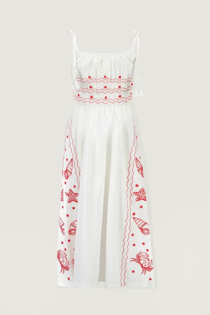 Maison Labiche | Poplin Off White Shells Dress