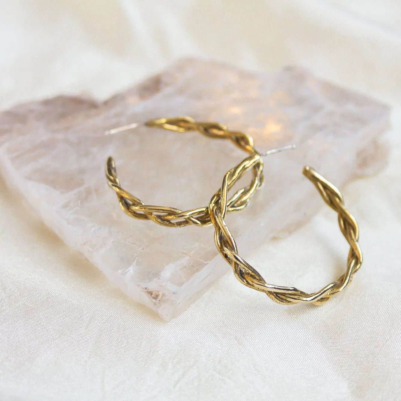 Dea Dia Braided Golden Hoops