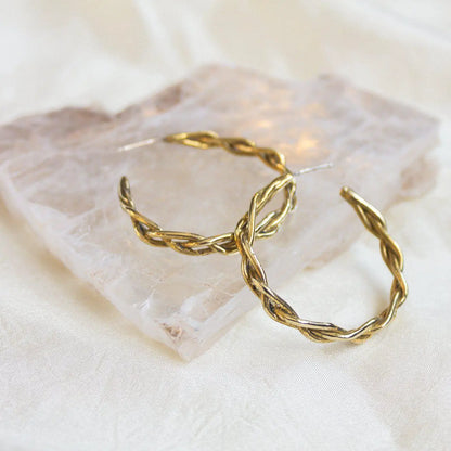 Dea Dia Braided Golden Hoops