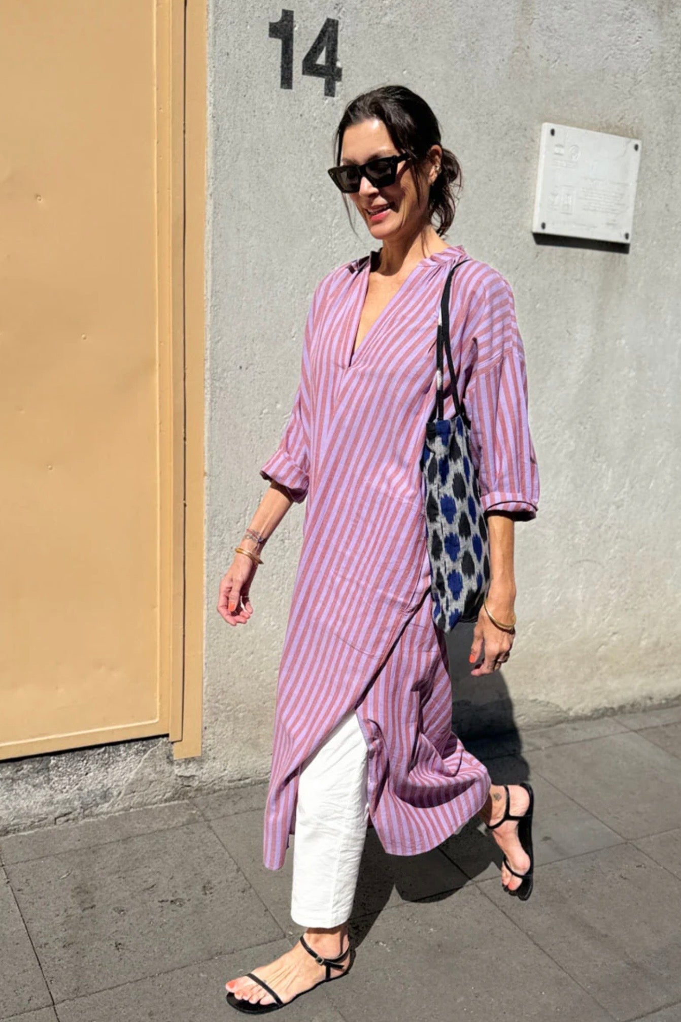 Two - Striped Viola Long Caftan