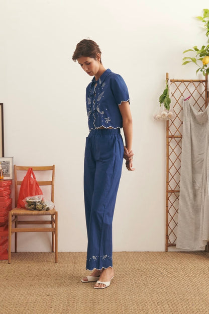 Maison Labiche | Poplin Ultramarine Shells Shirt