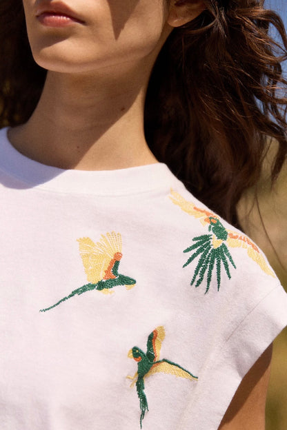 Maison Labiche | White Parrots T Shirt