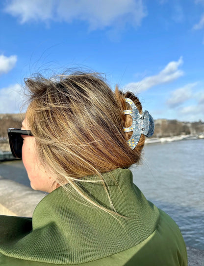 Solar Eclipse Hand-Painted Octopus Claw Hair Clip