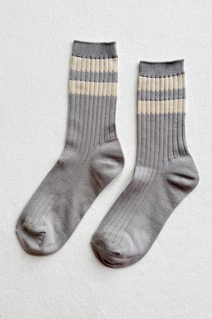 Le Bon Shoppe Her Varsity Socks - Stone White