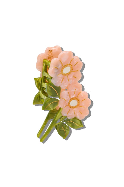 Solar Eclipse | Hand-Painted Wild Roses Claw Hair Clip