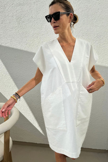 Two - Diagonal Pocket Tunic - White