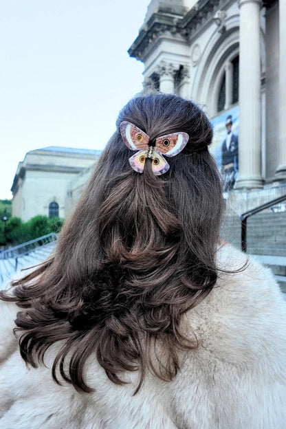 Solar Eclipse | Hand-Painted Emperor Silk Moth Claw Hair Clip