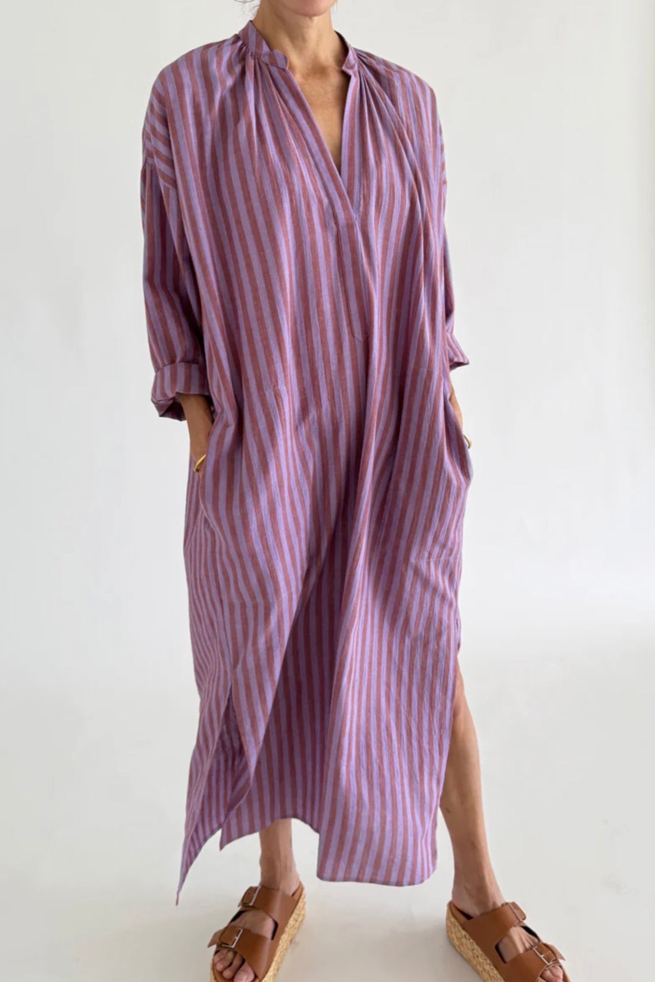 Two - Striped Viola Long Caftan