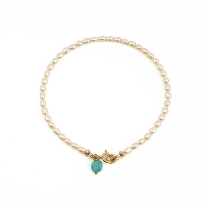 Pearl with Turquoise Drop Anklet