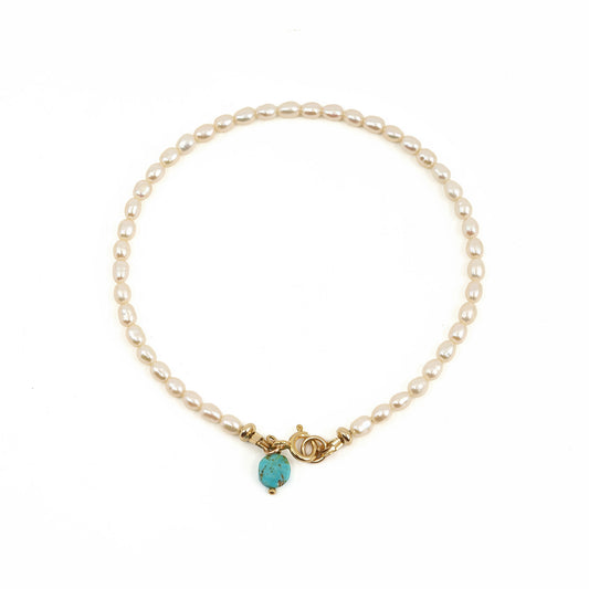 Pearl with Turquoise Drop Anklet