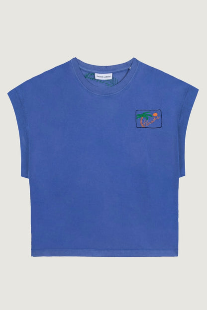 Maison Labiche | Greek Blue Washed Palmier T Shirt