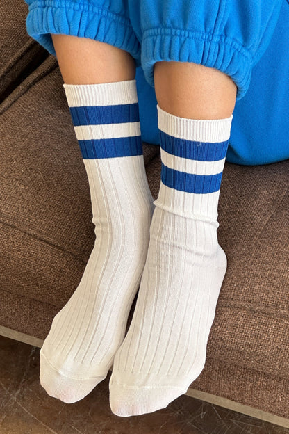 Le Bon Shoppe Her Varsity Socks - White Blue
