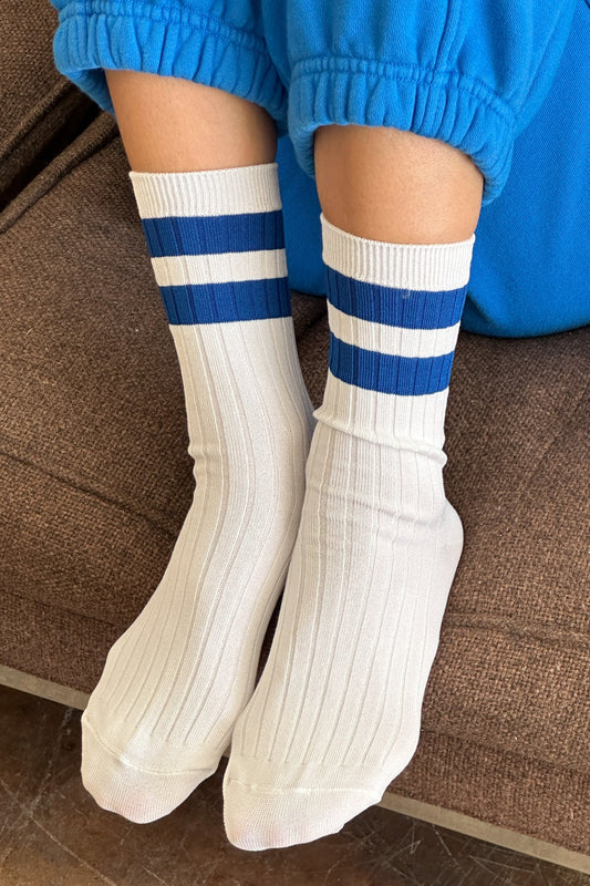 Le Bon Shoppe Her Varsity Socks - White Blue