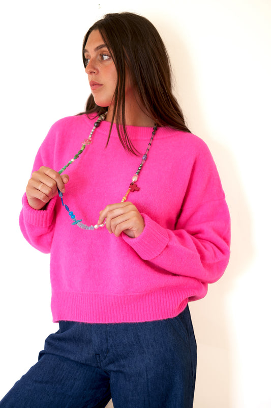 American Vintage Vitow Sweater - Neon Pink