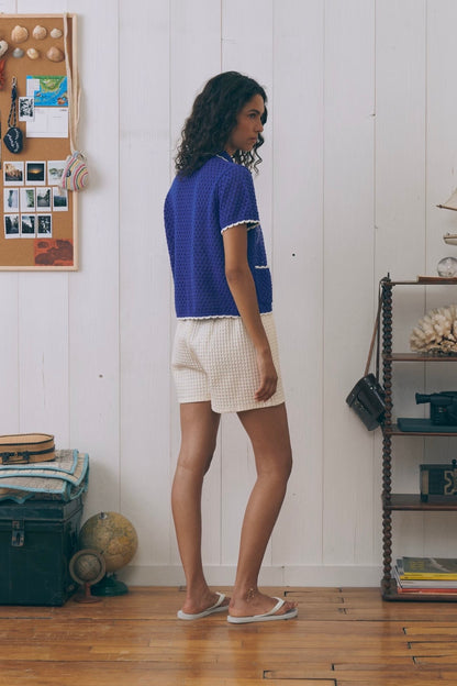 Maison Labiche | Off White Cotton Waffle Shorts