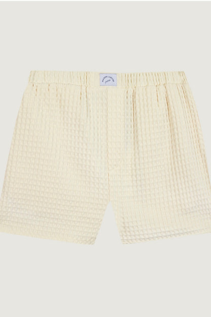 Maison Labiche | Off White Cotton Waffle Shorts