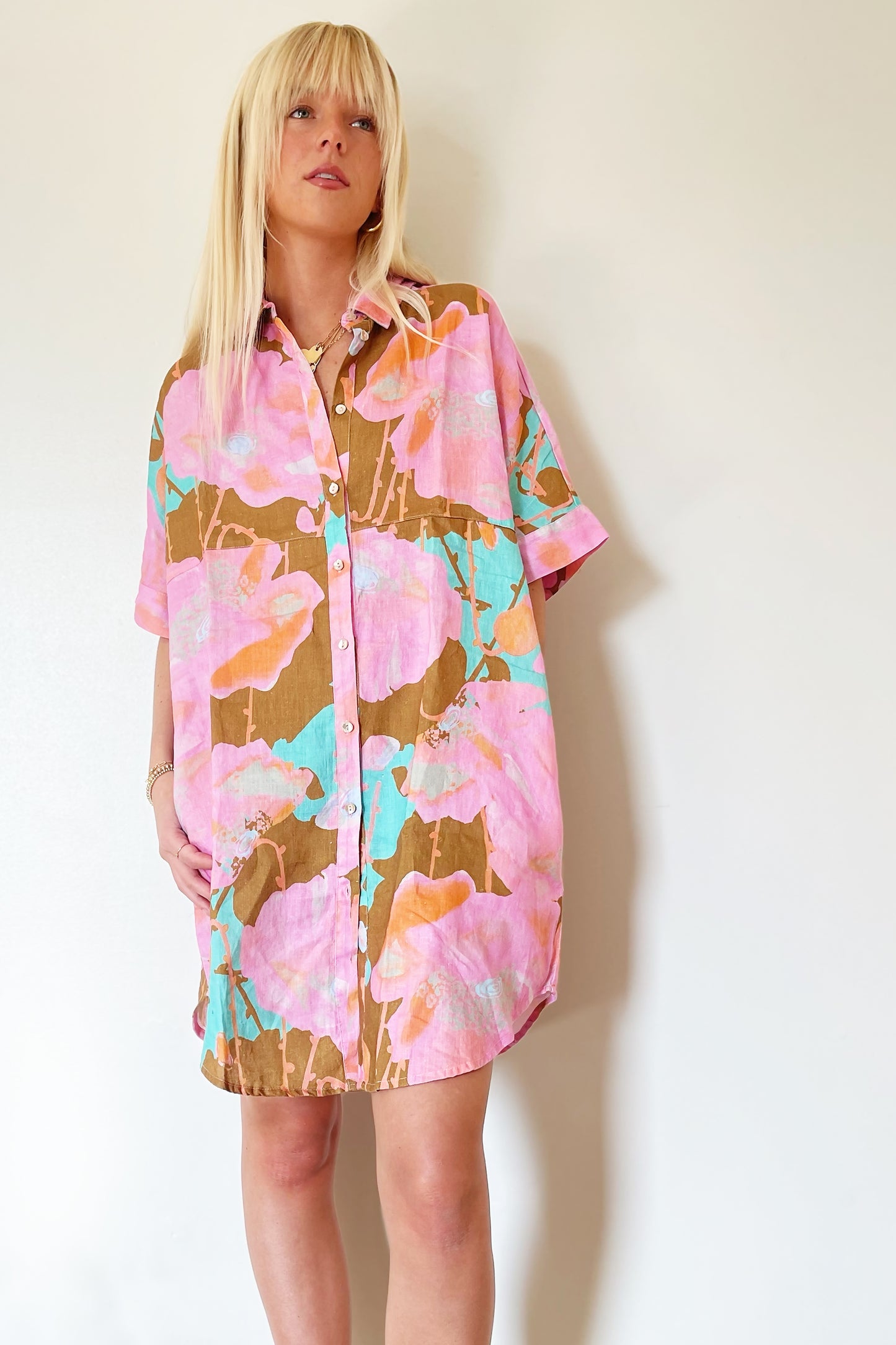 Lanhtropy Alba Shirt Dress- Aquarela