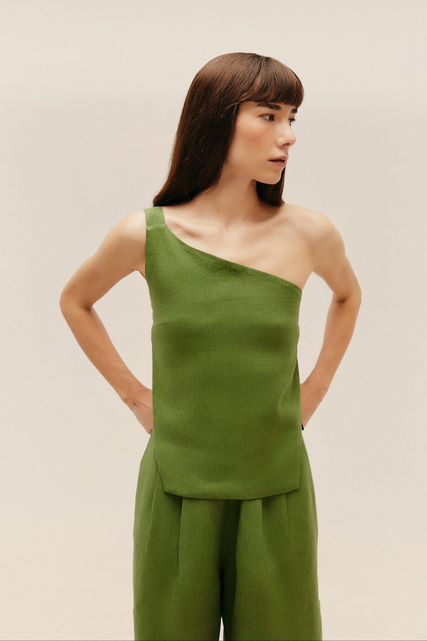 Haight-Asymmetric Top in Olive Green