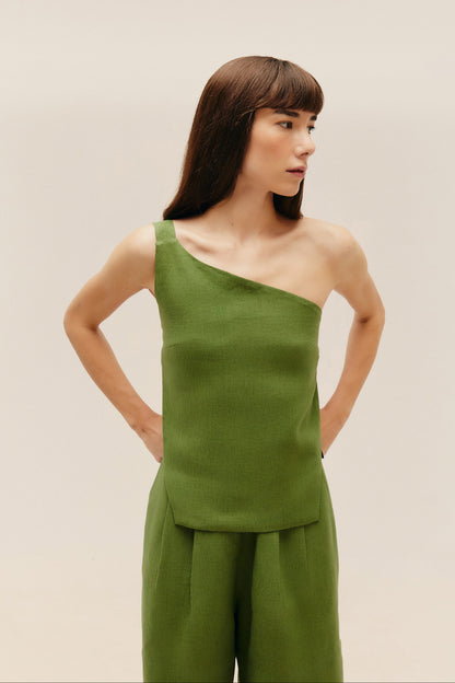 Haight-Asymmetric Top in Olive Green