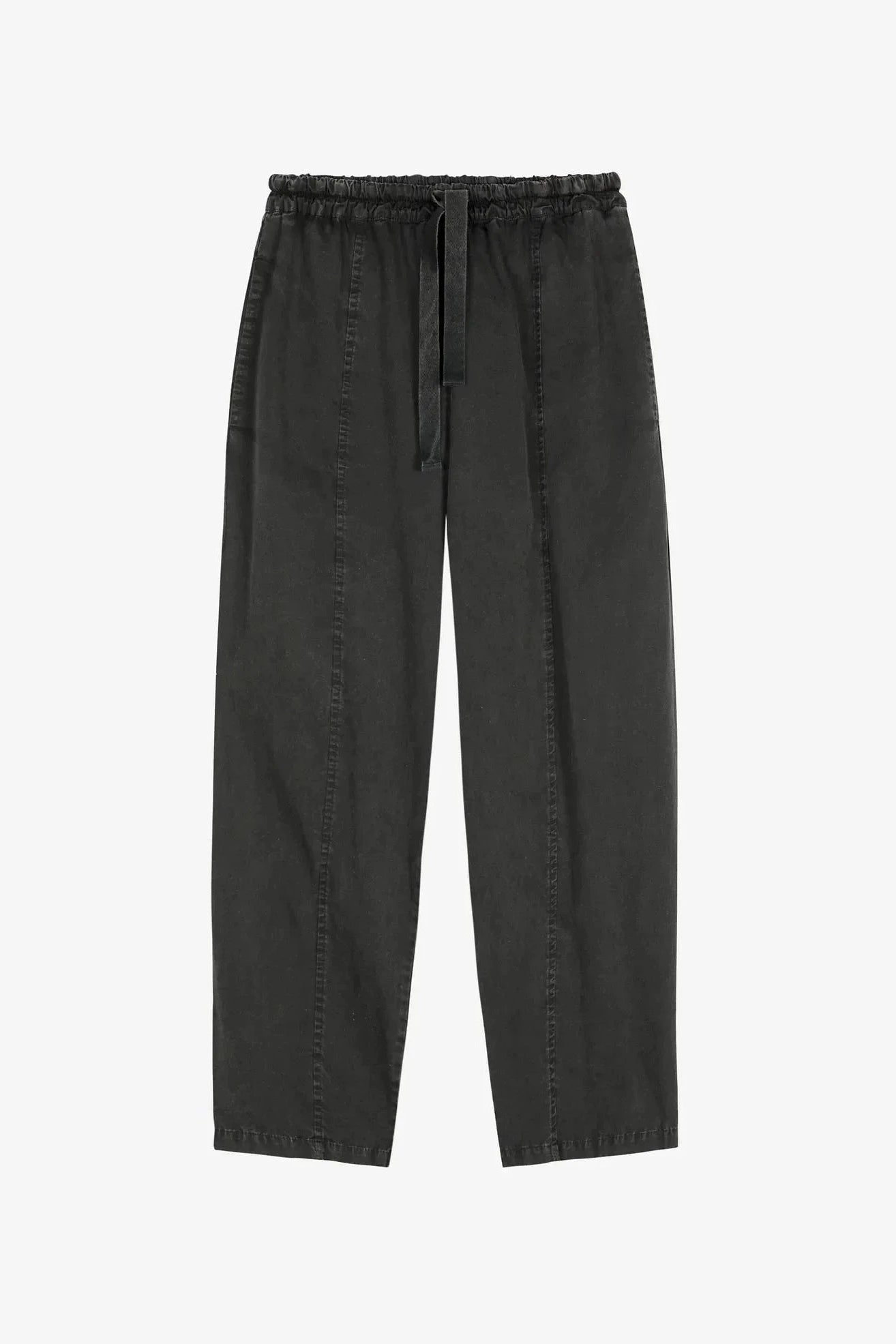Black pants with drawstring on a white background